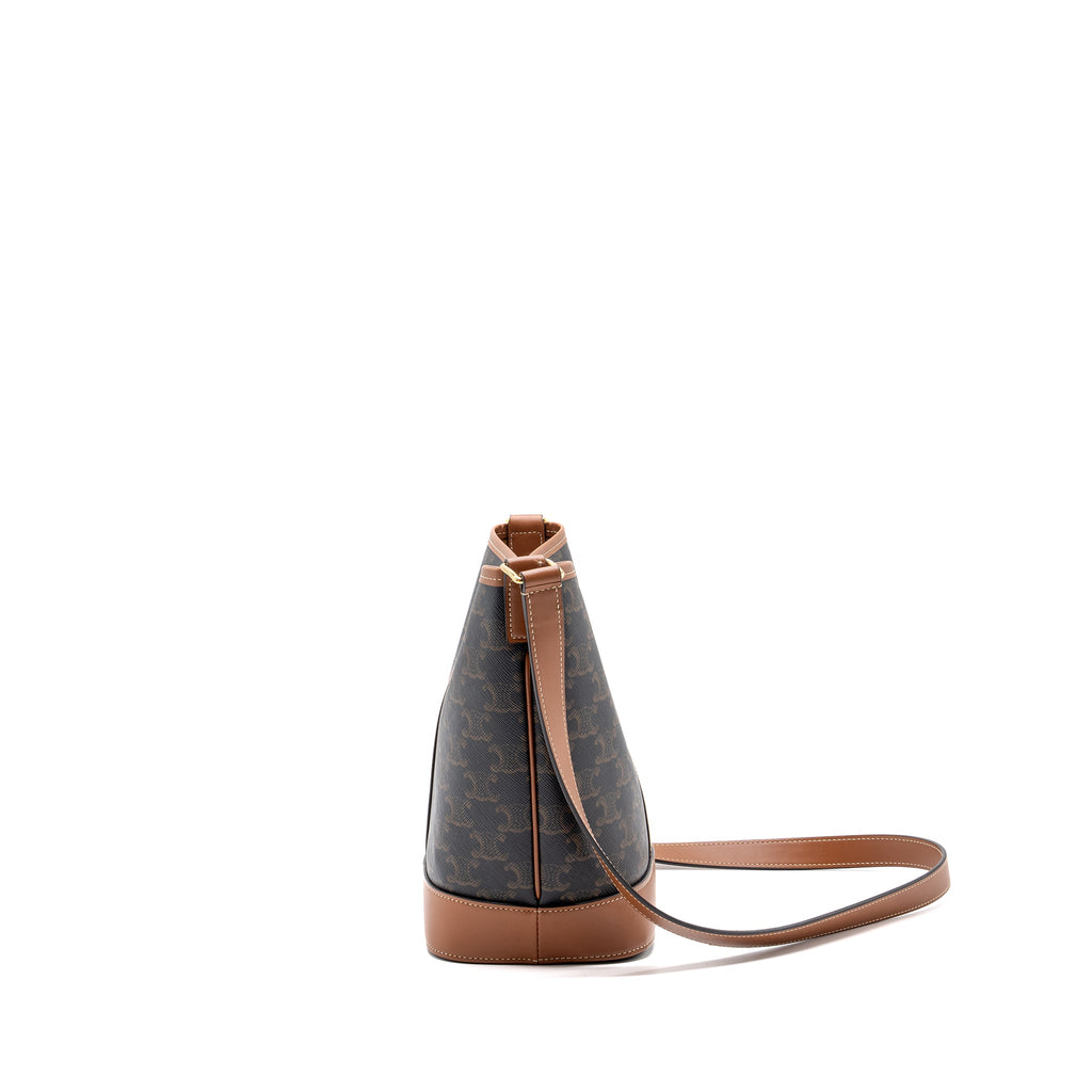 CELINE SMALL BUCKET BAG TRIOMPHE CANVAS/ LEATHER GHW