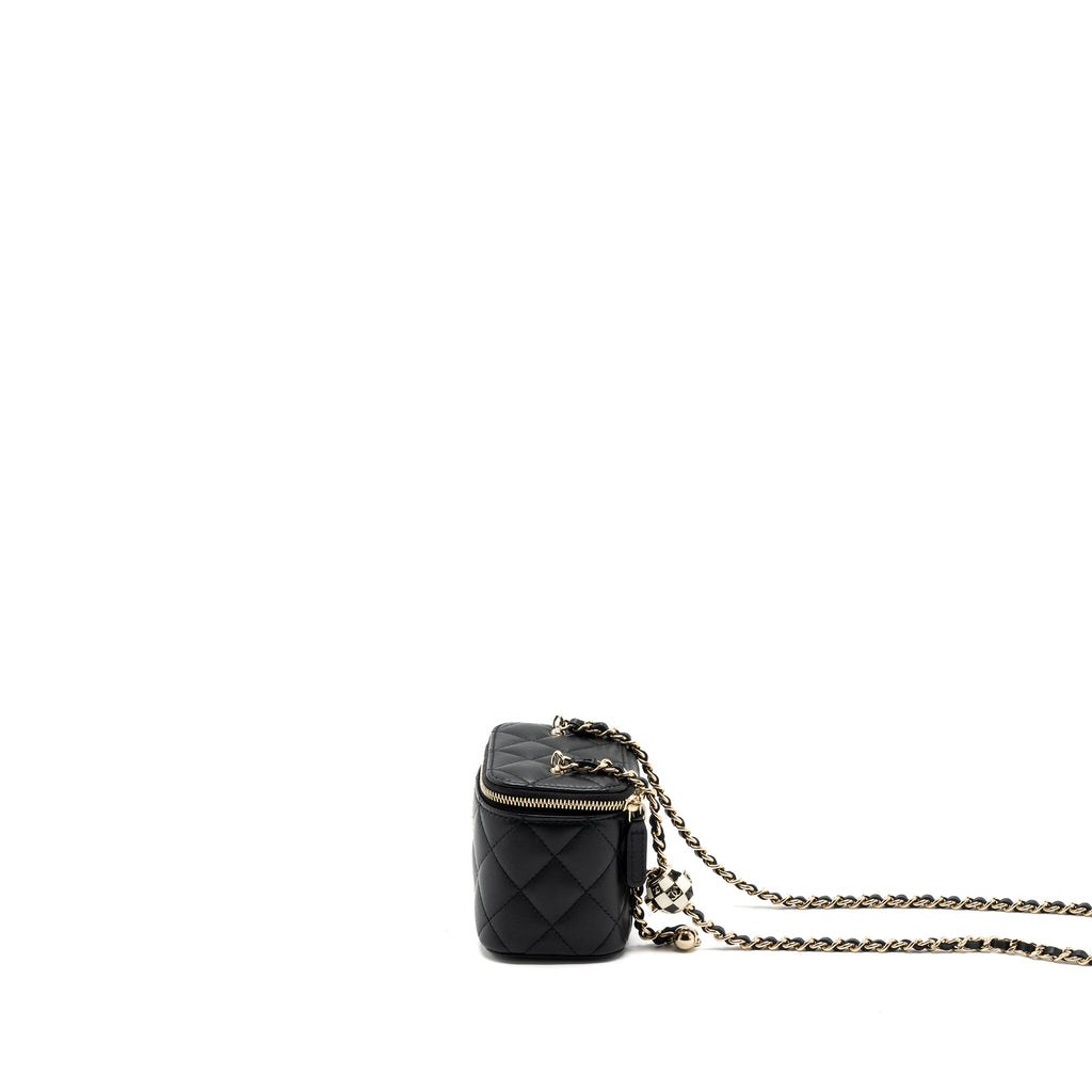 CHANEL PEARL CRUSH MINI VANITY CASE LAMBSKIN BLACK LGHW(MICROCHIP)