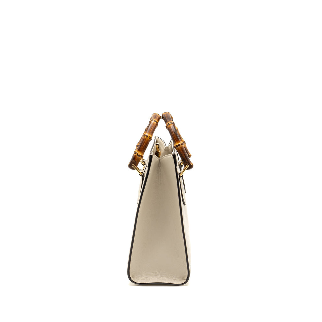 GUCCI SMALL DIANA TOTE BAG CALFSKIN WHITE GHW