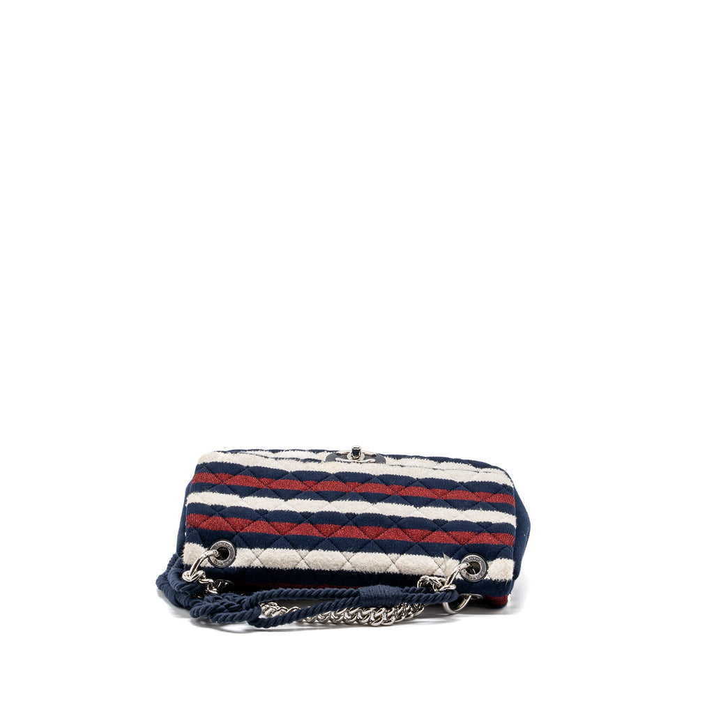CHANEL QUILTED FLAP BAG FABRIC MULTICOLOUR BLUE / RED / WHITE SHW