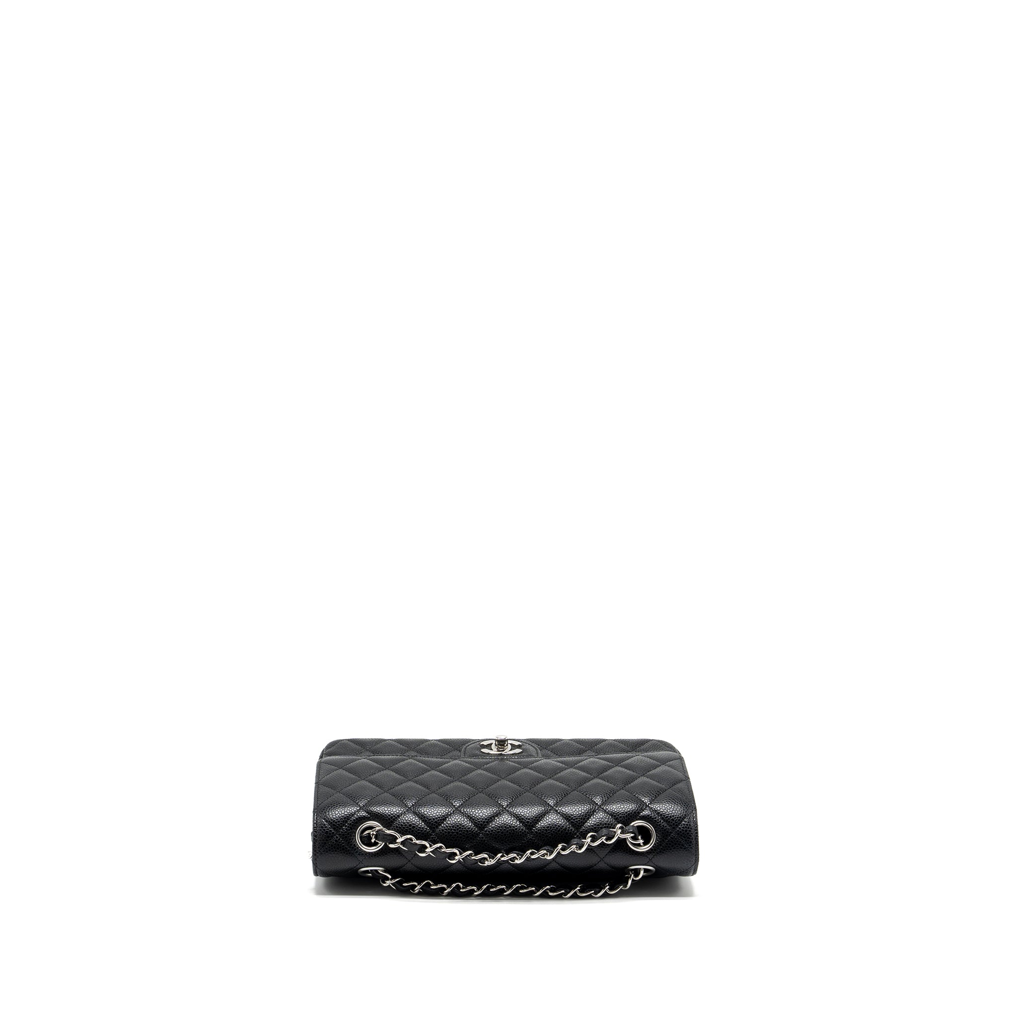 CHANEL MEDIUM CLASSIC DOUBLE FLAP BAG CAVIAR BLACK SHW (MICROCHIP)
