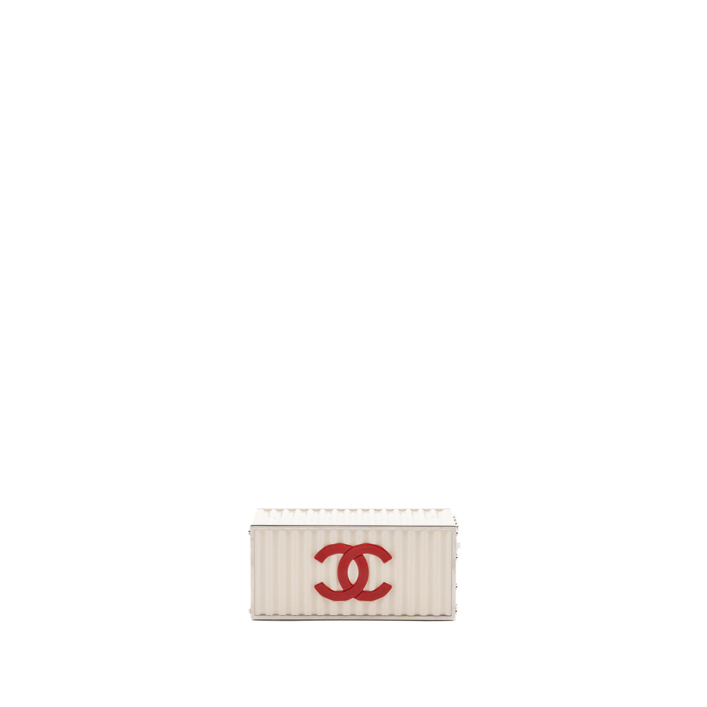 CHANEL PARIS-HAMBURG RUNWAY CONTAINER CLUTCH BAG WHITE / BLACK / RED SHW