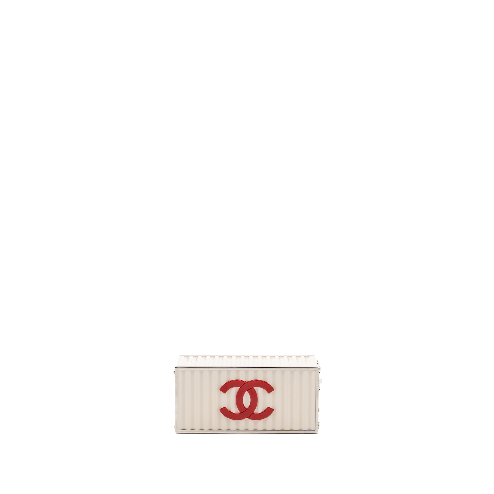 CHANEL PARIS-HAMBURG RUNWAY CONTAINER CLUTCH BAG WHITE / BLACK / RED SHW