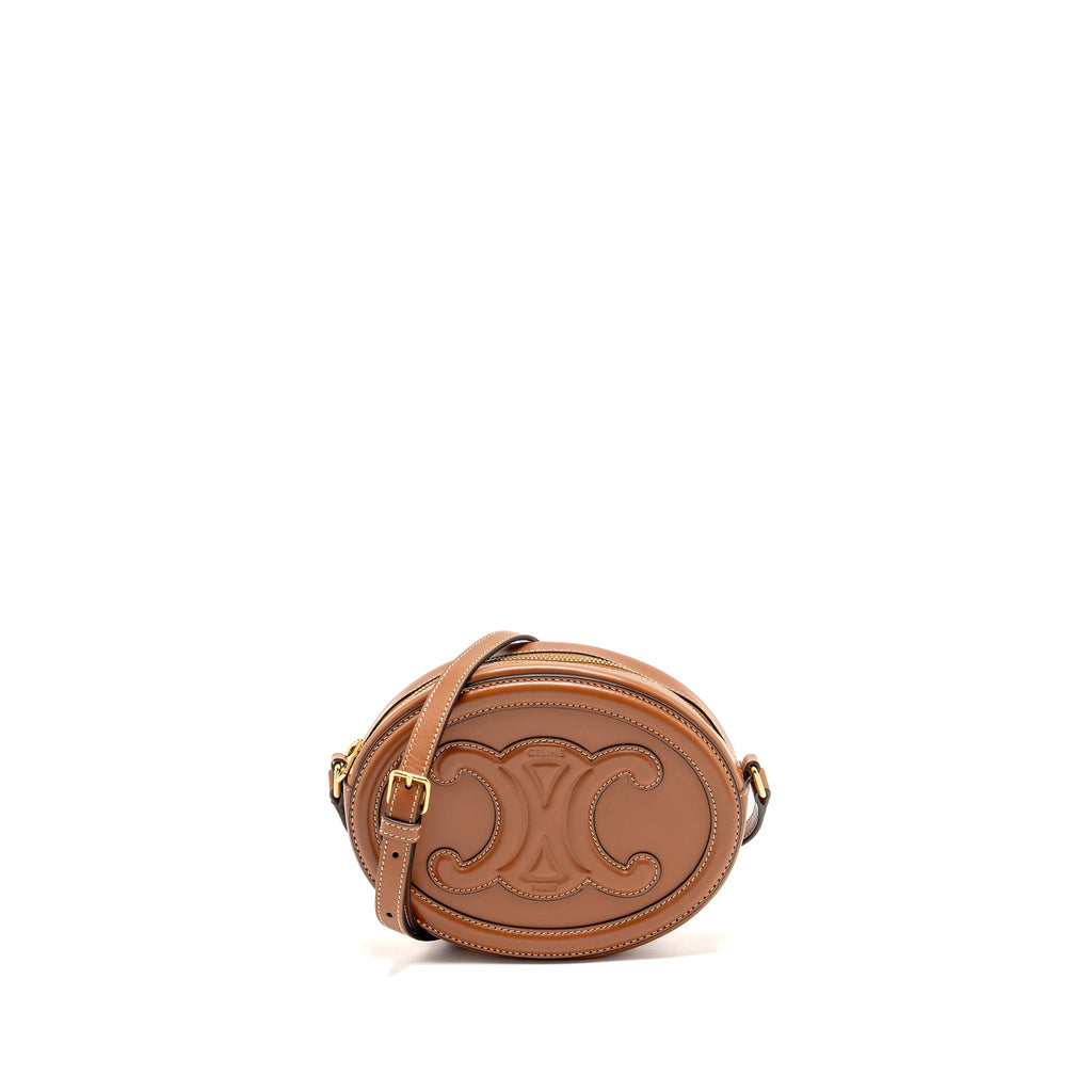 CELINE OVAL BAG TRIOMPHE SMOOTH CALFSKIN TAN GHW