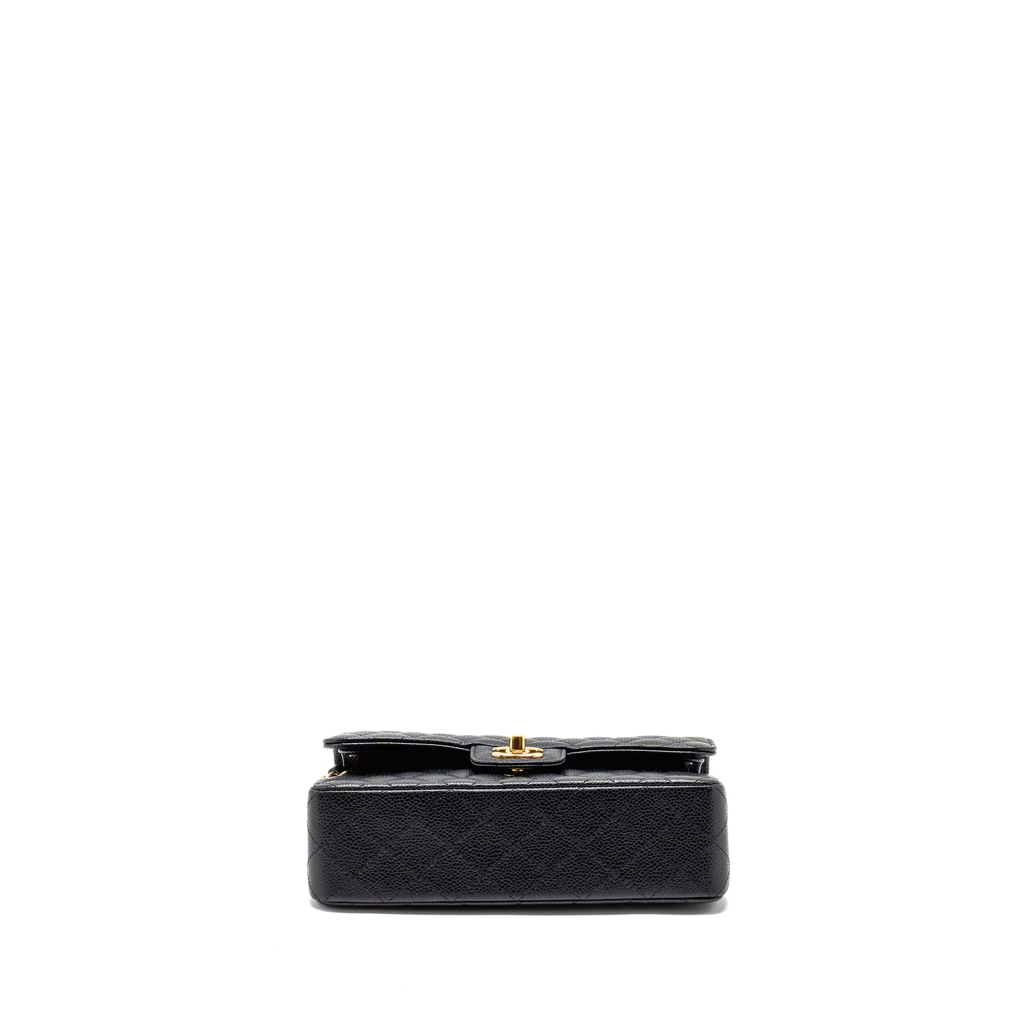 CHANEL SMALL CLASSIC DOUBLE FLAP BAG CAVIAR BLACK GHW (MICROCHIP)