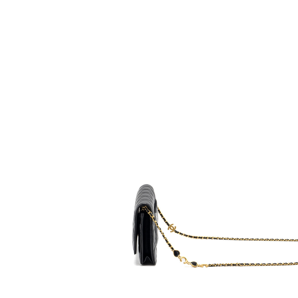 CHANEL COCO HEART WALLET ON CHAIN LAMBSKIN BLACK GHW (MICROCHIP)