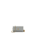CHANEL PEARL CRUSH MINI WALLET ON CHAIN LAMBSKIN LIGHT GREY BRUSHED GHW(MICROCHIP)
