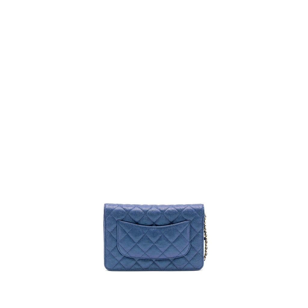 CHANEL CLASSIC WALLET ON CHAIN CAVIAR IRIDESCENT BLUE LGHW