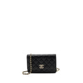 CHANEL DETAILED LOGO WALLET ON CHAIN CAVIAR BLACK LGHW (MICROCHIP)