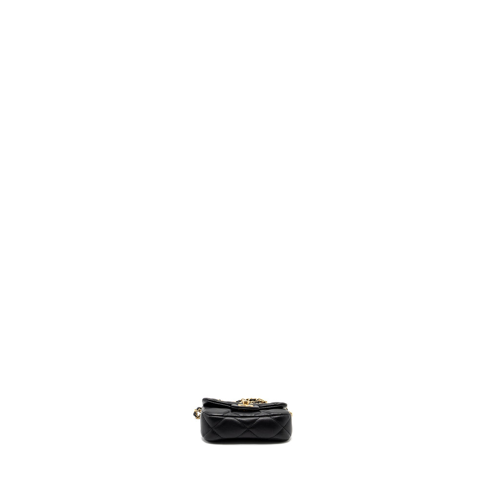 CHANEL 21K MINI FLAP BAG CALFSKIN BLACK BRUSHED GHW