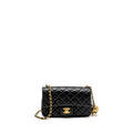 CHANEL PEARL CRUSH MINI RECTANGULAR FLAP BAG LAMBSKIN BLACK GHW (MICROCHIP)