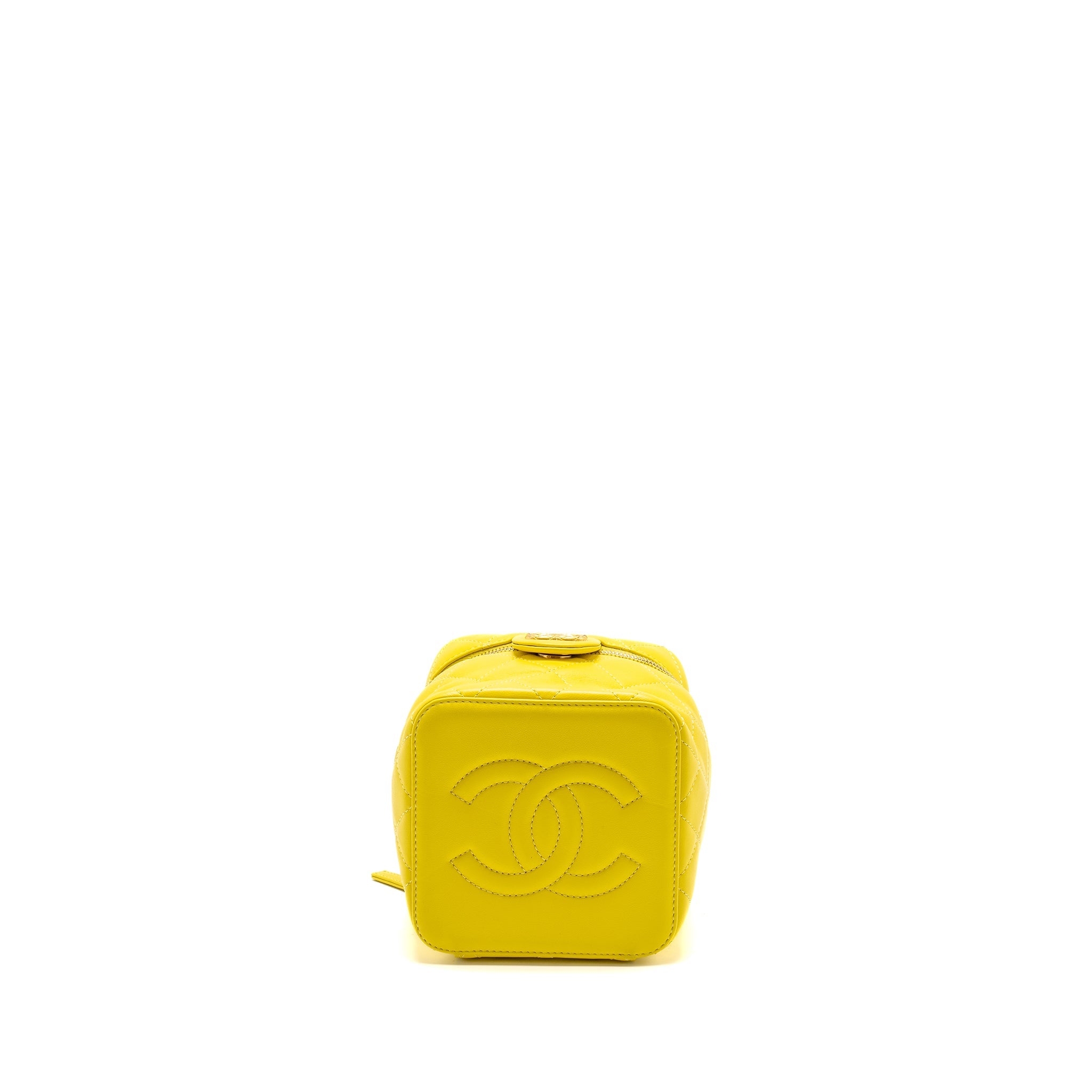 CHANEL CC VANITY CASE BAG CALFSKIN YELLOW GHW (MICROCHIP)