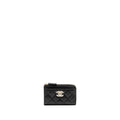 CHANEL ZIPPED CARD HOLDER LIMITED EDITION CAVIAR BLACK LGHW (MICROCHIP)