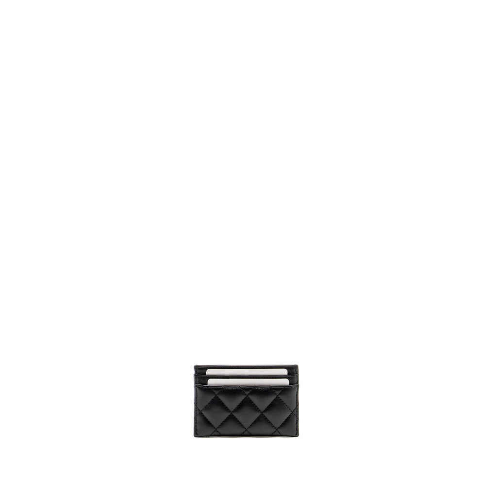 CHANEL DETAIL CC LOGO CARD HOLDER LAMBSKIN BLACK LGHW (MICROCHIP)