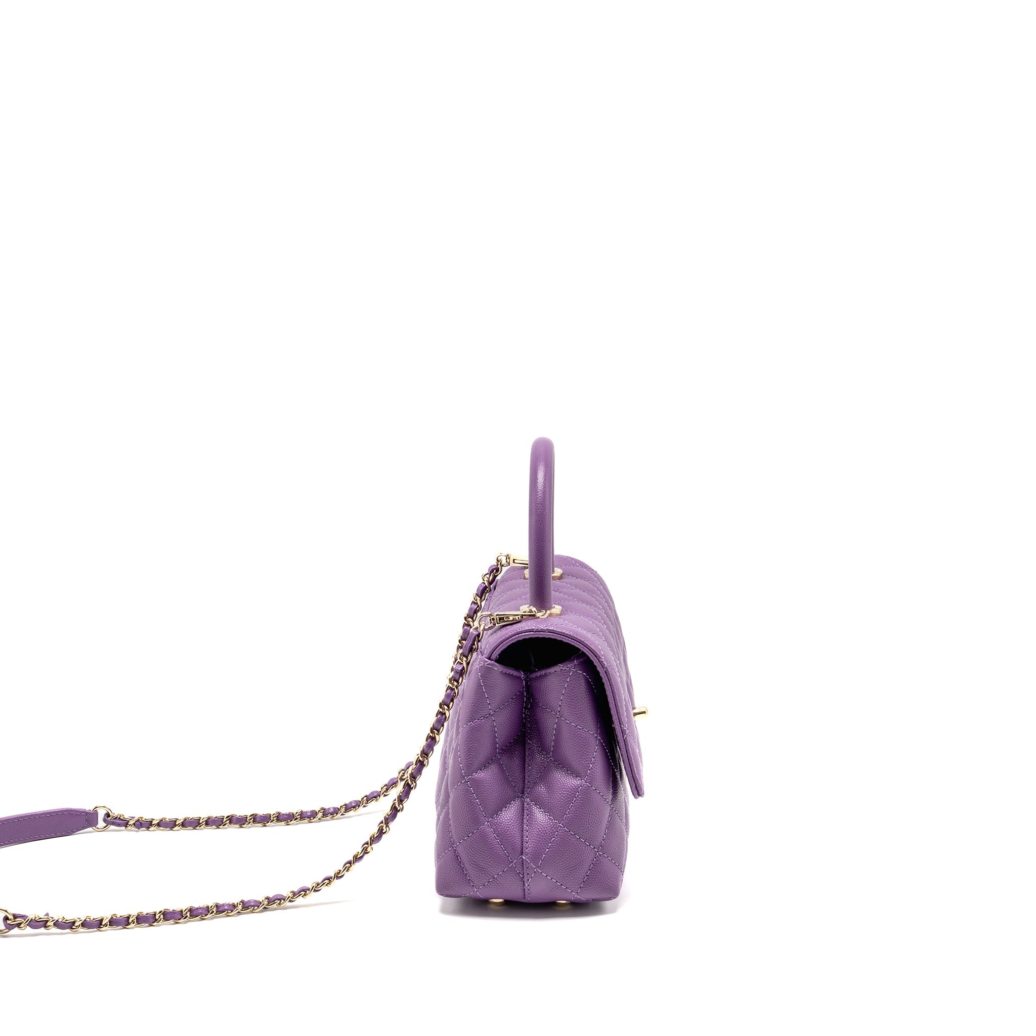 CHANEL SMALL COCO HANDLE CAVIAR PURPLE LGHW (MICROCHIP)