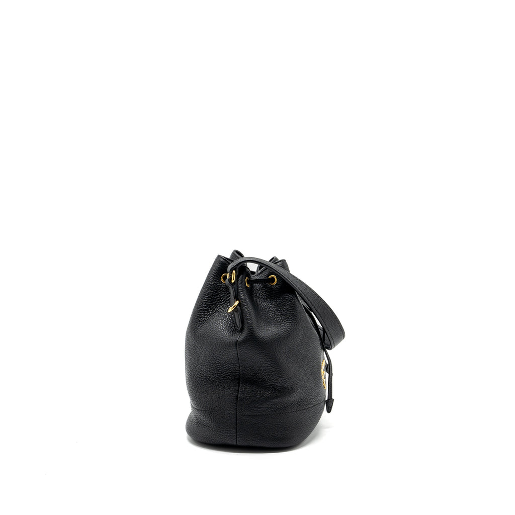 PRADA SECCHIELLO BUCKET BAG GRAINED CALFSKIN BLACK GHW