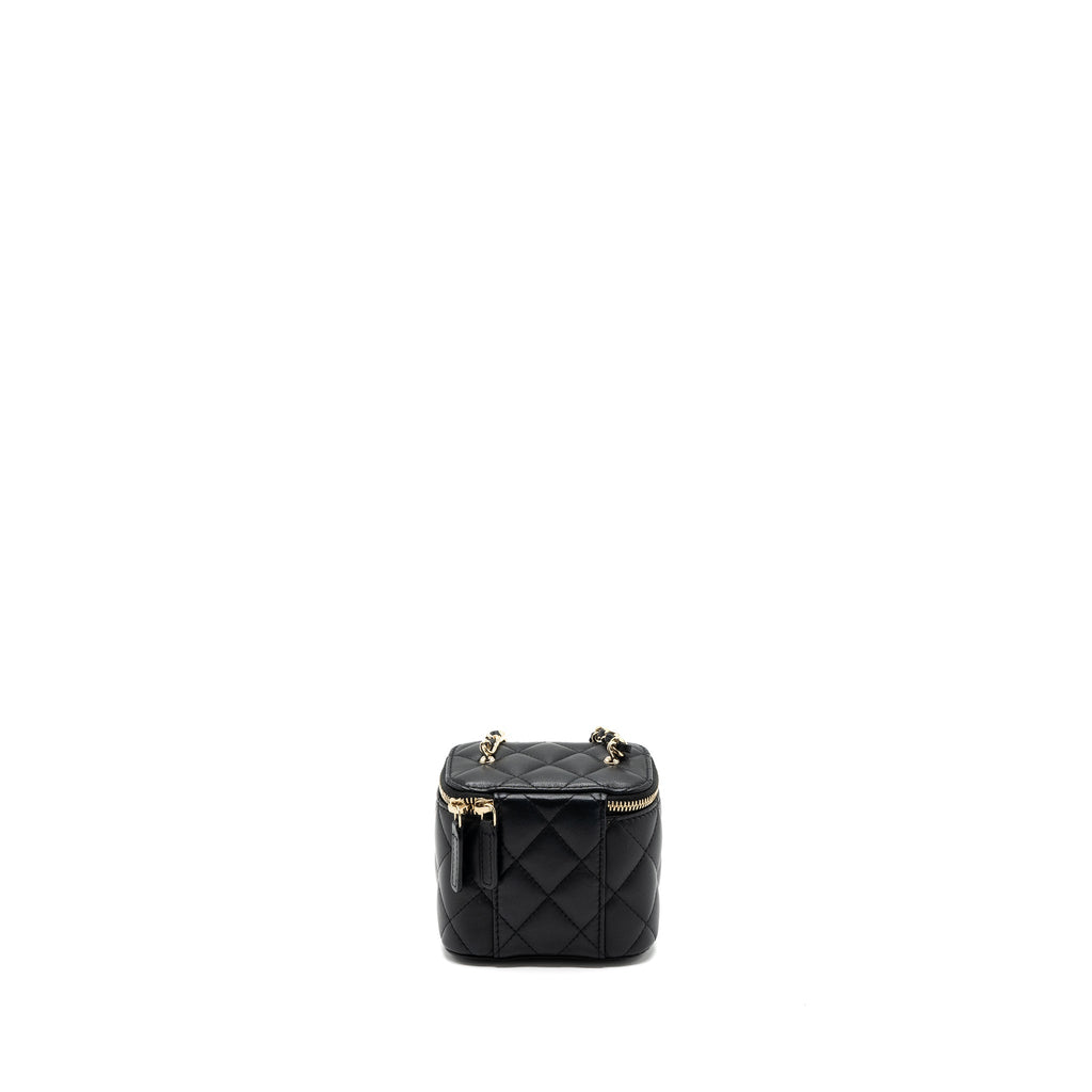 CHANEL PEARL CRUSH MINI VANITY CASE LAMBSKIN BLACK LGHW(MICROCHIP)