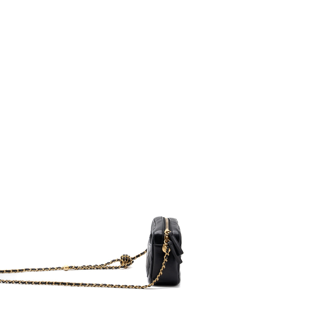 CHANEL PEARL CRUSH CAMERA BAG LAMBSKIN BLACK GHW (MICROCHIP)