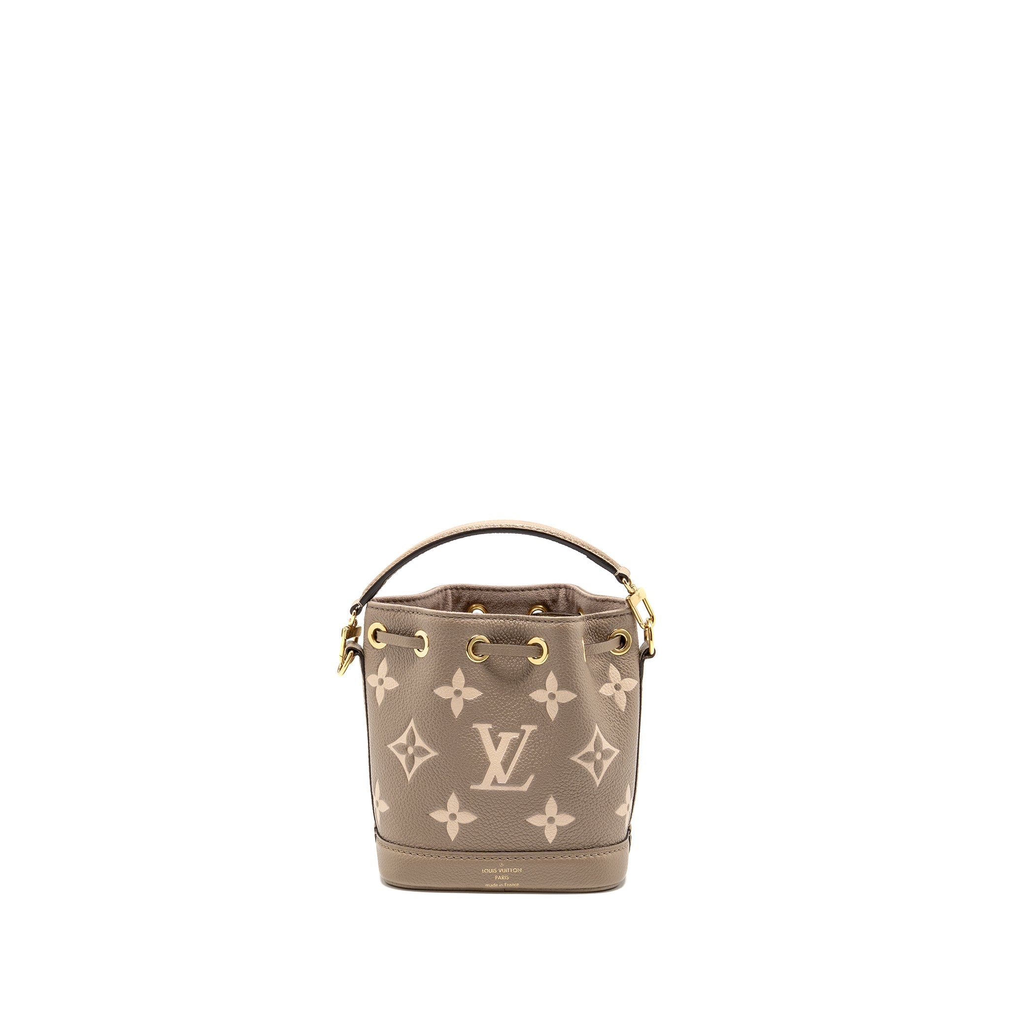 LOUIS VUITTON NANO NOE MONOGRAM EMPREINTE CALFSKIN LEATHER GREY GHW