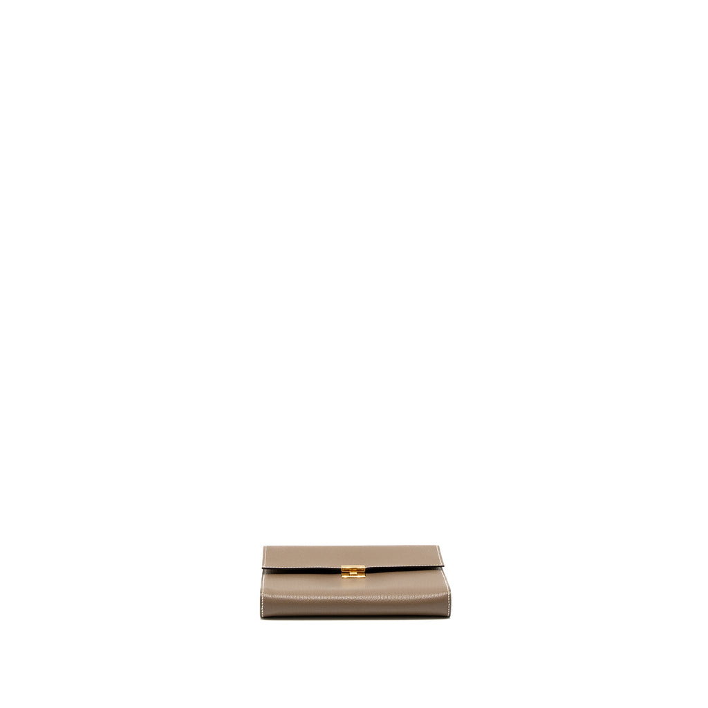 HERMES CLIC 16 WALLET CHÈVRE MYSORE ETOUPE GHW