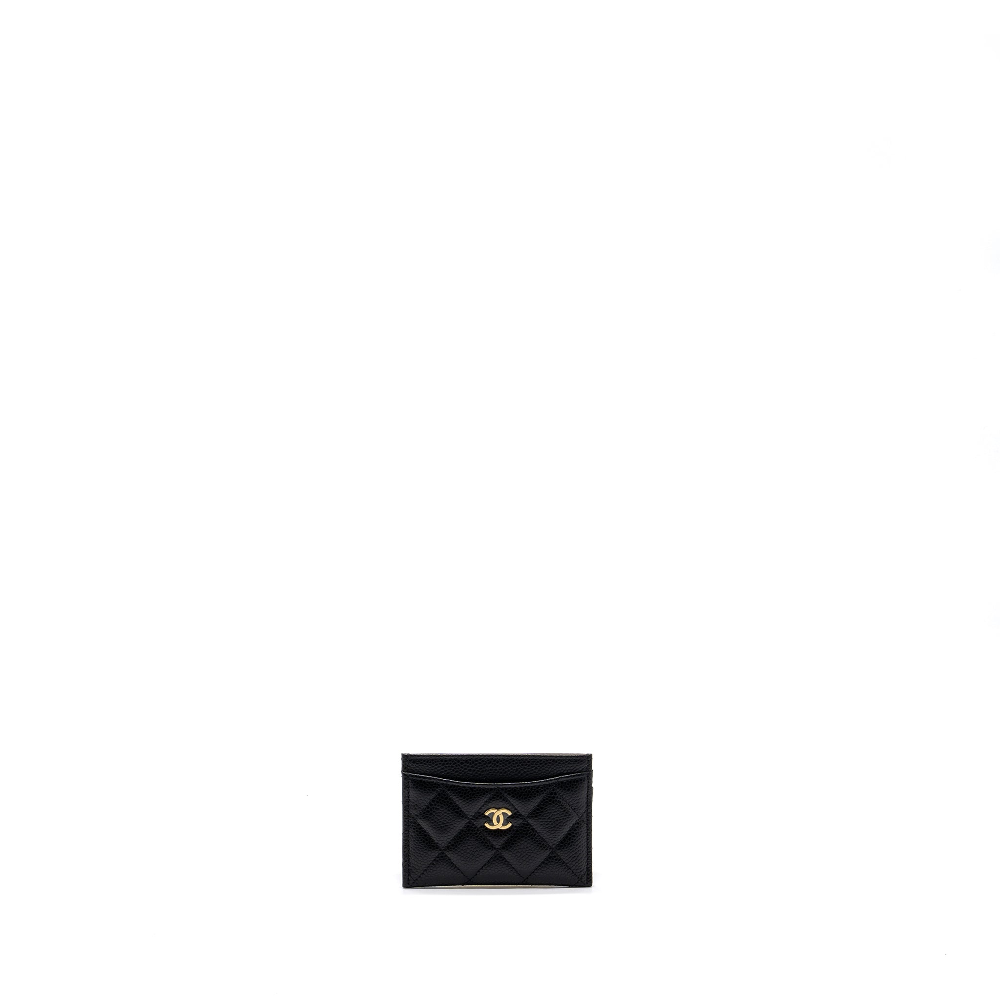 CHANEL CLASSIC CARD HOLDER CAVIAR BLACK GHW (MICROCHIP)