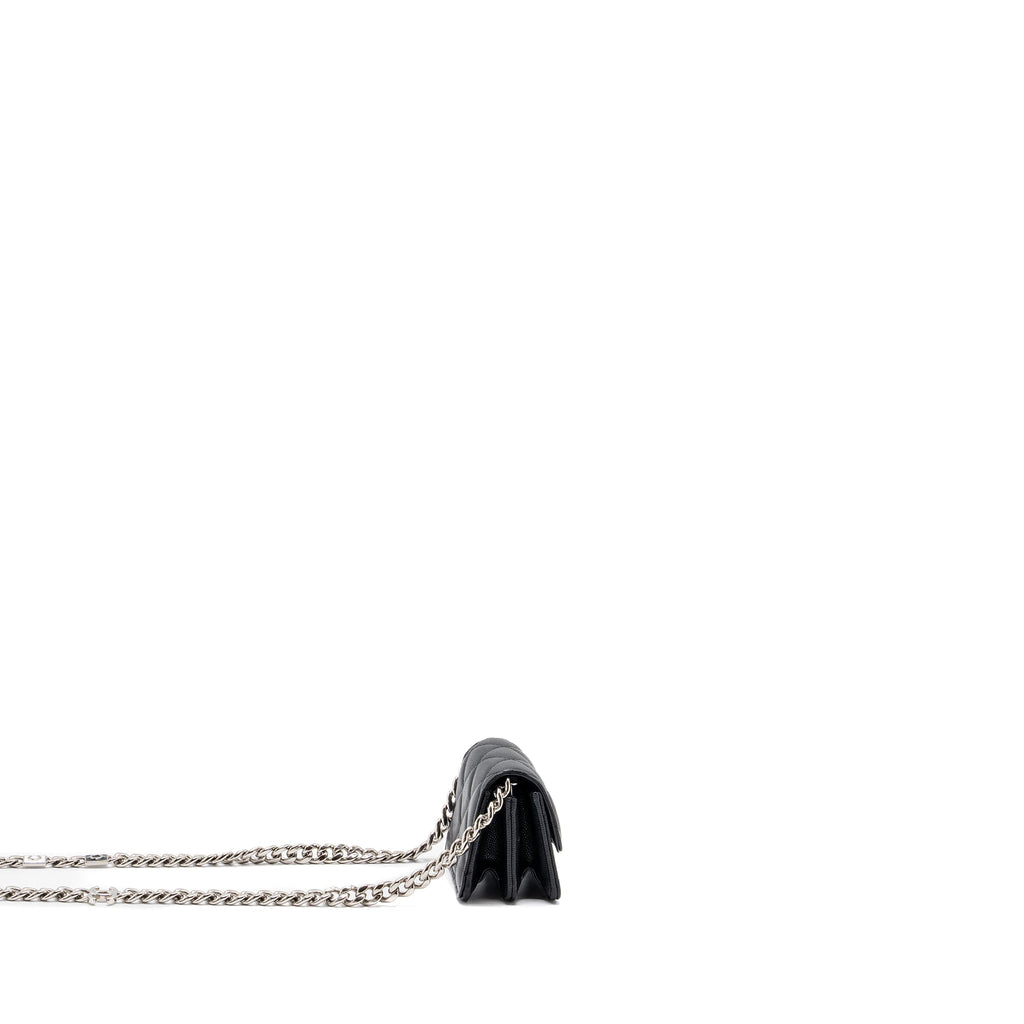 CHANEL MINI FLAP BAG WITH COCO ENAMEL CHAIN CAVIAR BLACK SHW