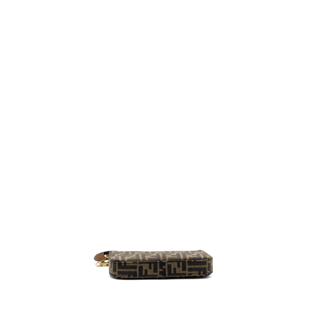 FENDI BAGUETTE POUCH BROWN JACQUARD FF FABRIC GHW