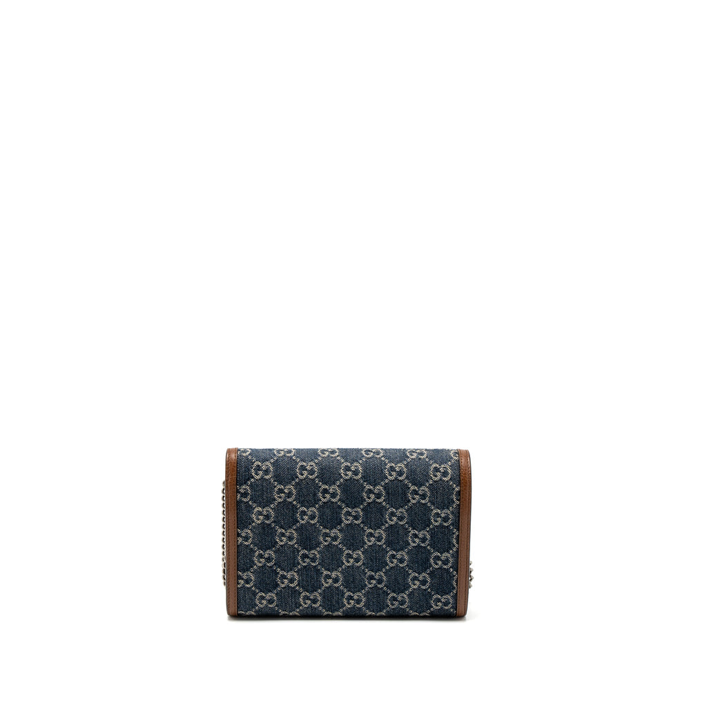 GUCCI DIONYSUS CHAIN WALLET GG SUPREME DENIM/LEATHER MULTICOLOUR HARDWARE