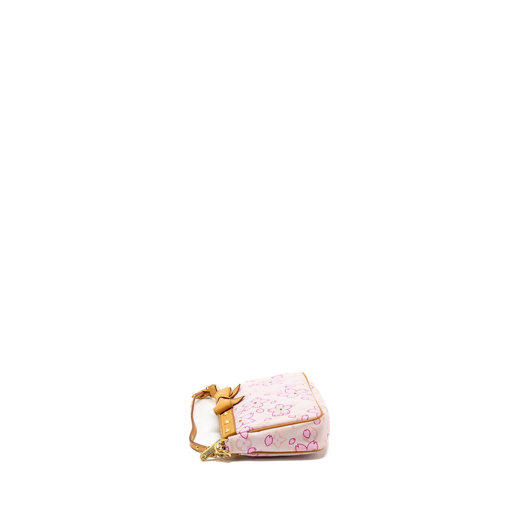 LOUIS VUITTON POCHETTE ACCESSORIES MURAKAMI CHERRY BLOSSOM PINK GHW