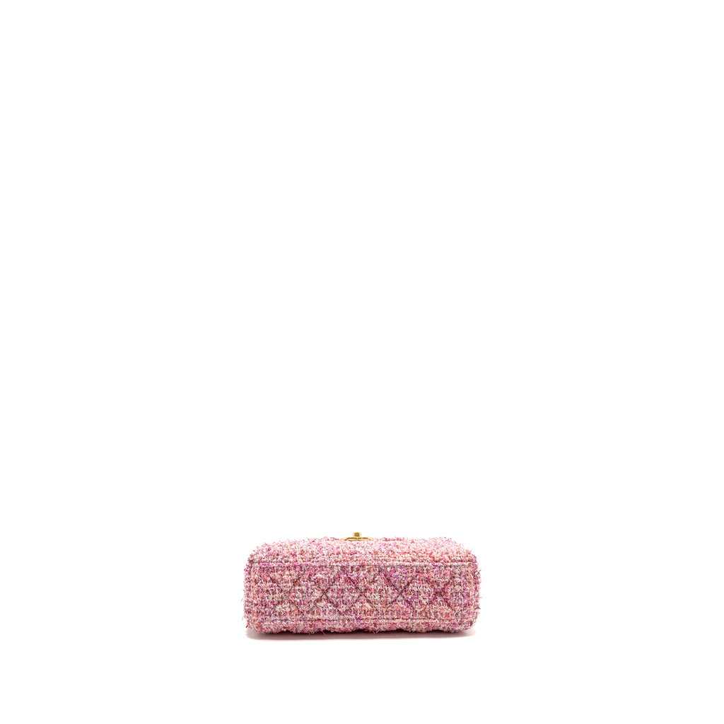 CHANEL 24P MINI KELLY/SHOPPING TOTE TWEED PINK/MULTICOLOUR GHW (MICROCHIP)