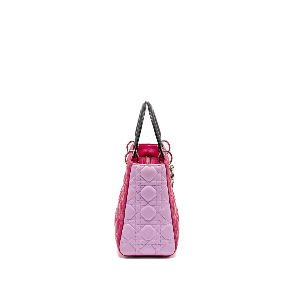 DIOR MEDIUM LADY DIOR LAMBSKIN PINK / MULTICOLOUR SHW
