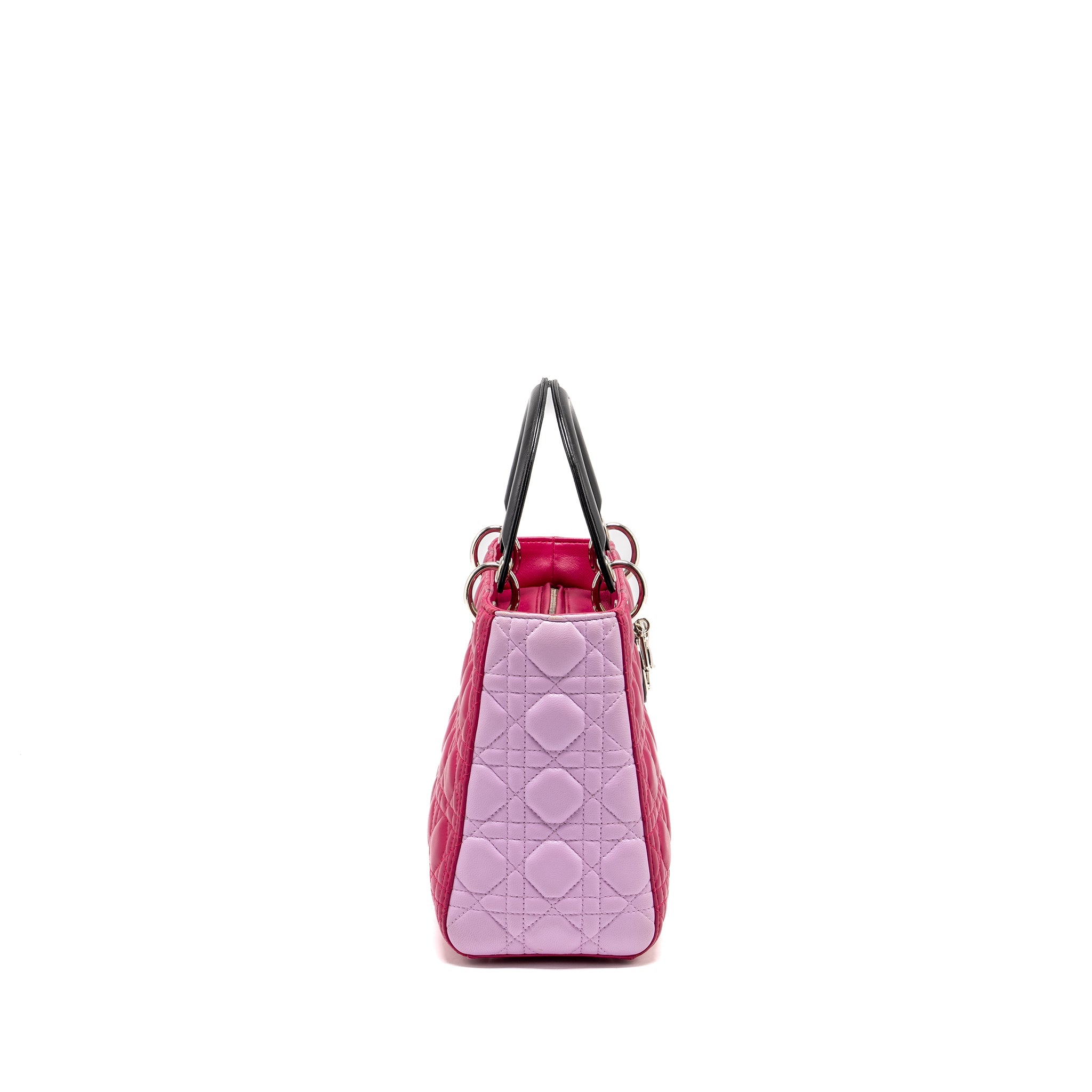 DIOR MEDIUM LADY DIOR LAMBSKIN PINK / MULTICOLOUR SHW