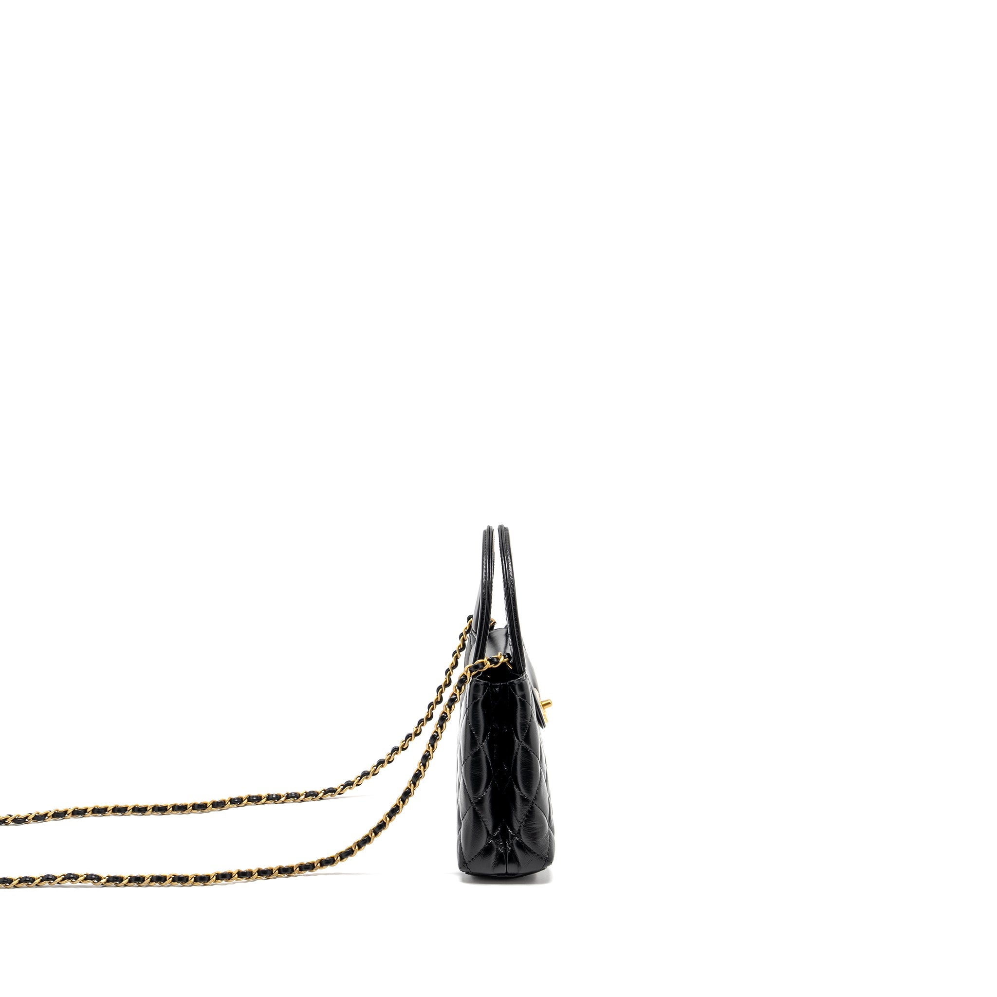 CHANEL MINI KELLY SHOPPING TOTE BAG CALFSKIN BLACK GHW (MICROCHIP)