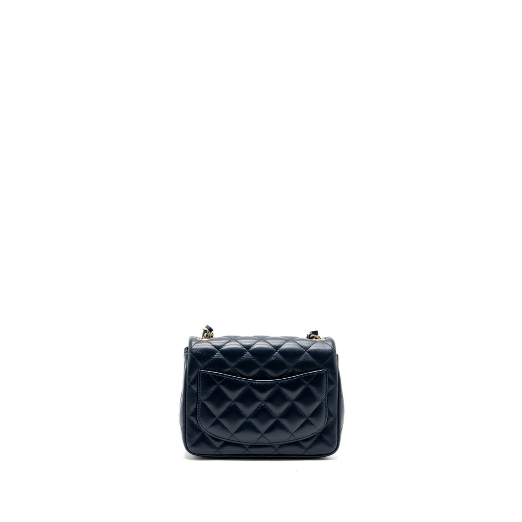 CHANEL CLASSIC MINI SQUARE FLAP BAG LAMBSKIN DARK BLUE LGHW