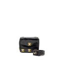 CHANEL VINTAGE CC LOGO FLAP BELT BAG SMOOTH CALFSKIN BLACK GHW