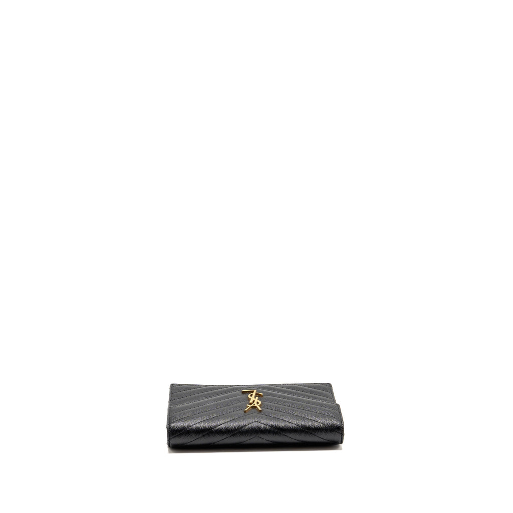 SAINT LAURENT/YSL ENVELOPE CHAIN WALLET GRAINED CALFSKIN BLACK GHW