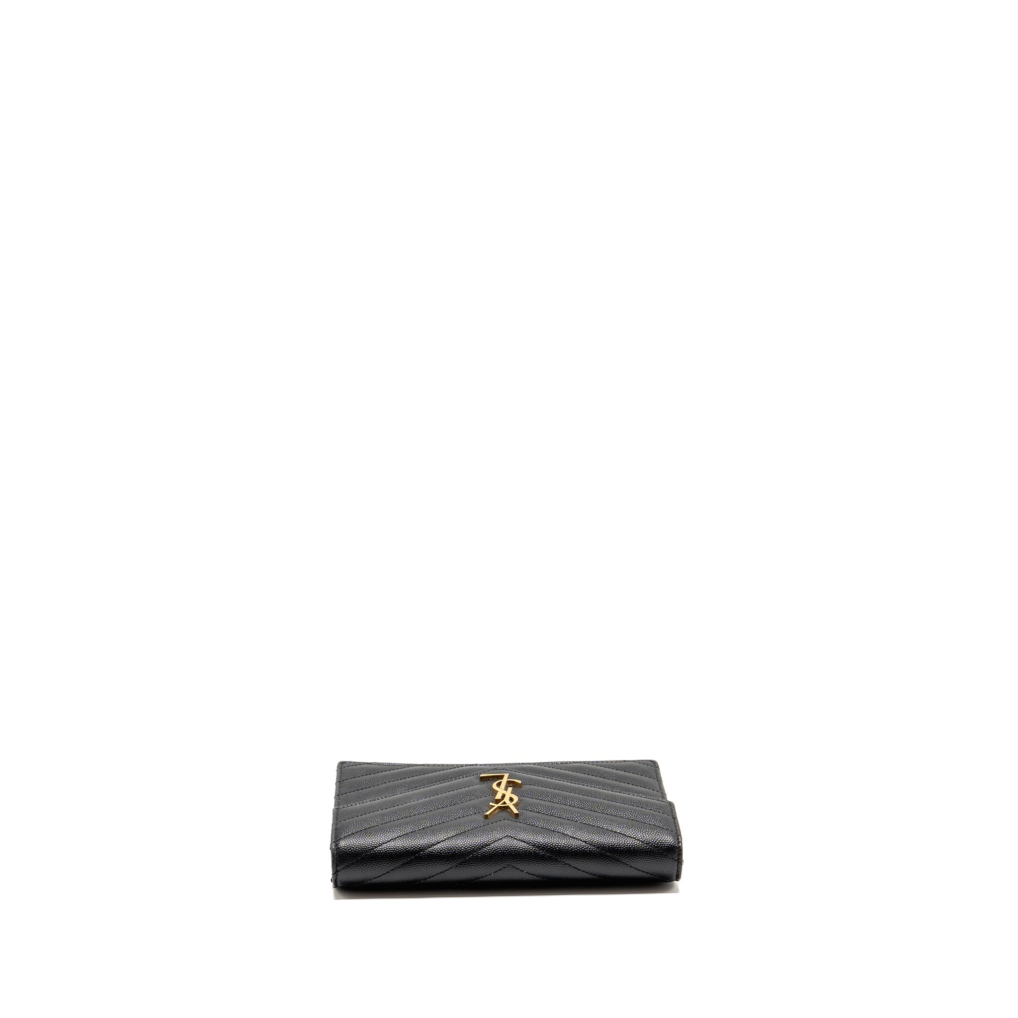 SAINT LAURENT/YSL ENVELOPE CHAIN WALLET GRAINED CALFSKIN BLACK GHW