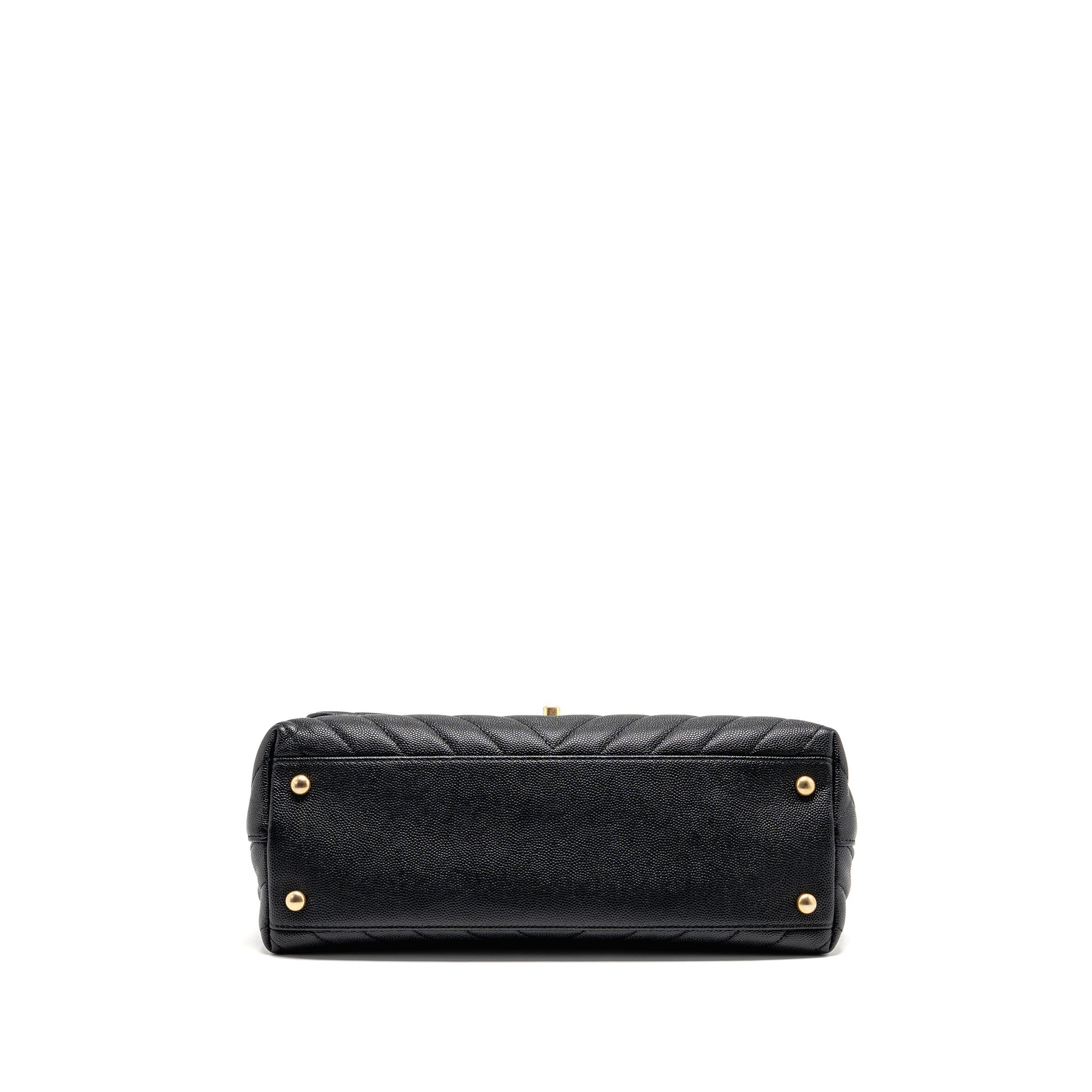 CHANEL MEDIUM CHEVRON COCO HANDLE CAVIAR BLACK GHW