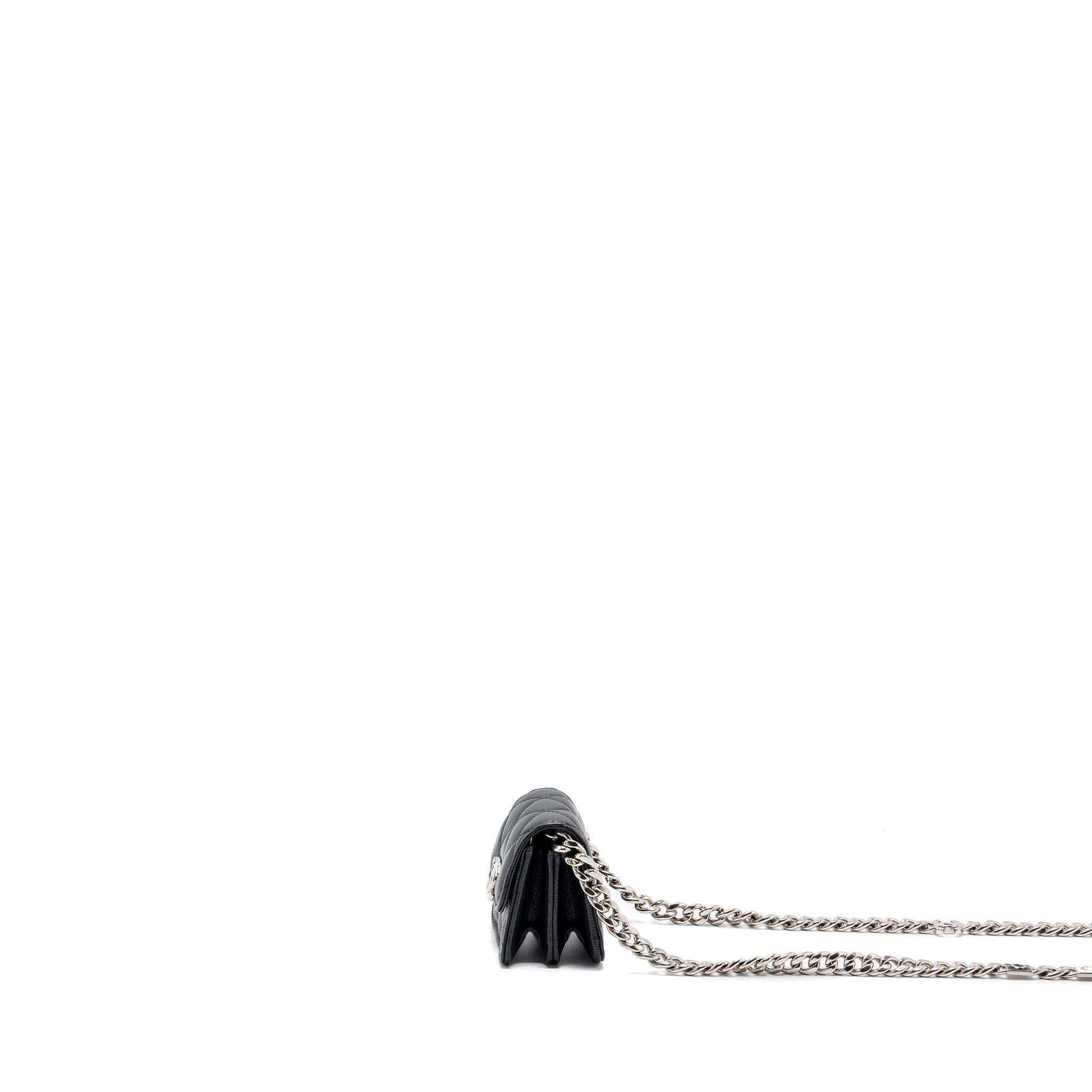 CHANEL MINI FLAP BAG WITH COCO ENAMEL CHAIN CAVIAR BLACK SHW