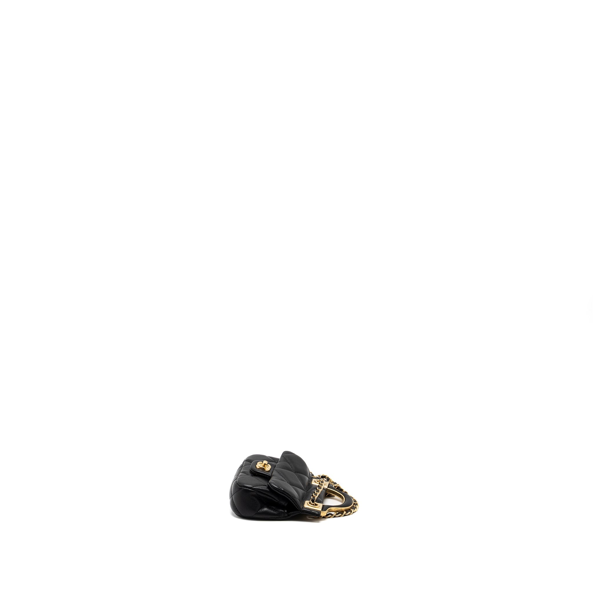 CHANEL 21K MINI FLAP BAG CALFSKIN BLACK BRUSHED GHW