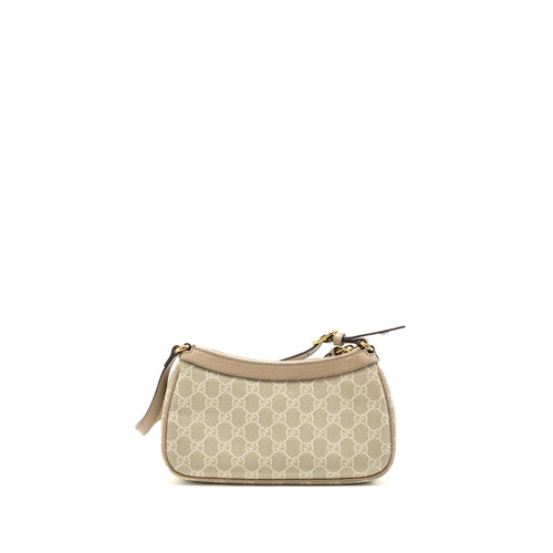 GUCCI OPHIDIA SMALL SHOULDER BAG GG SUPREME CANVAS BEIGE / WHITE GHW