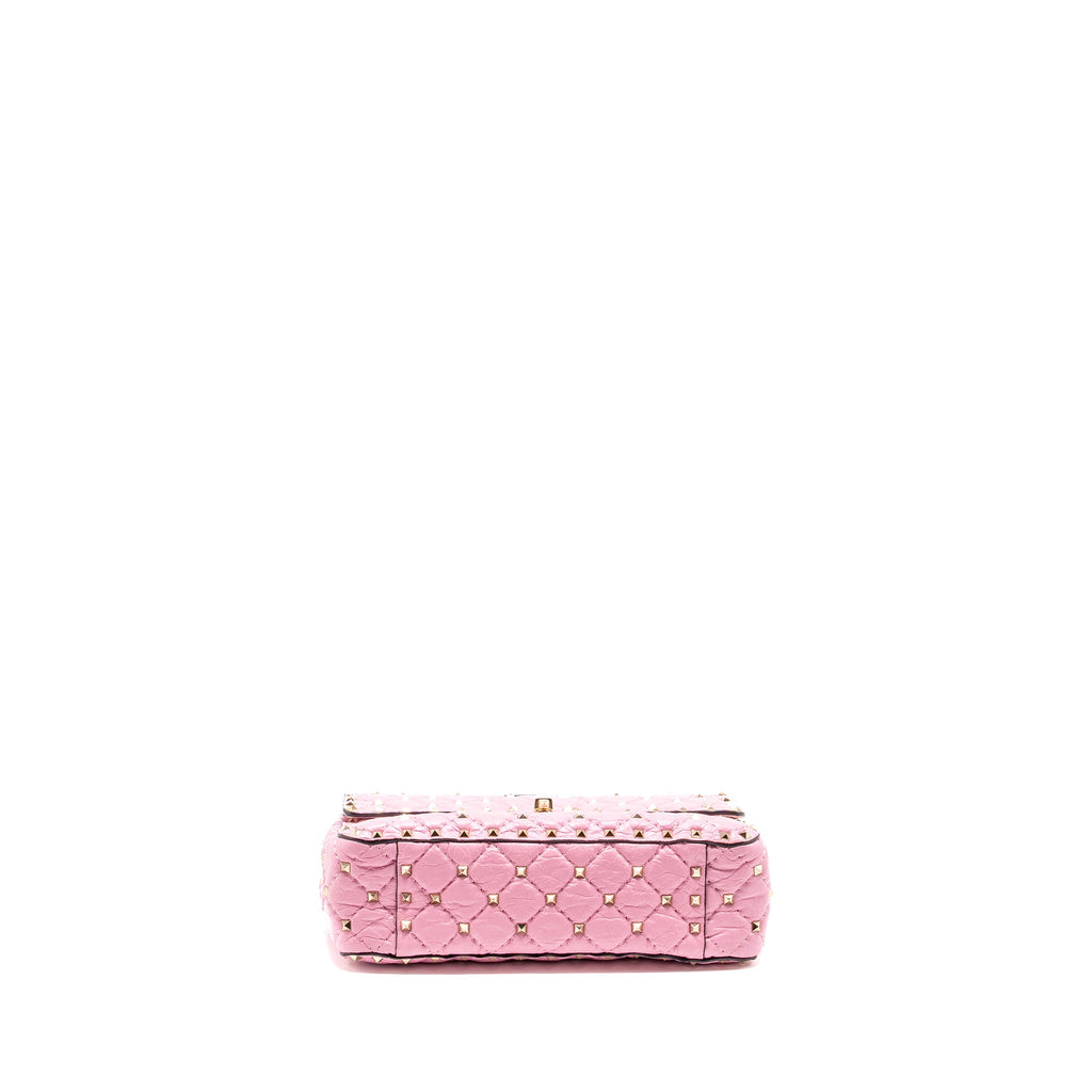 VALENTINO MEDIUM ROCKSTUD SPIKE BAG LEATHER PINK GHW