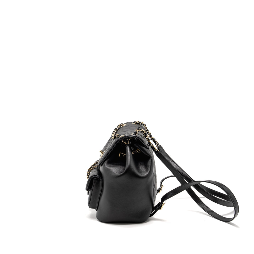 CHANEL 23C LARGE DUMA BACKPACK CALFSKIN BLACK LGHW (MICROCHIP)