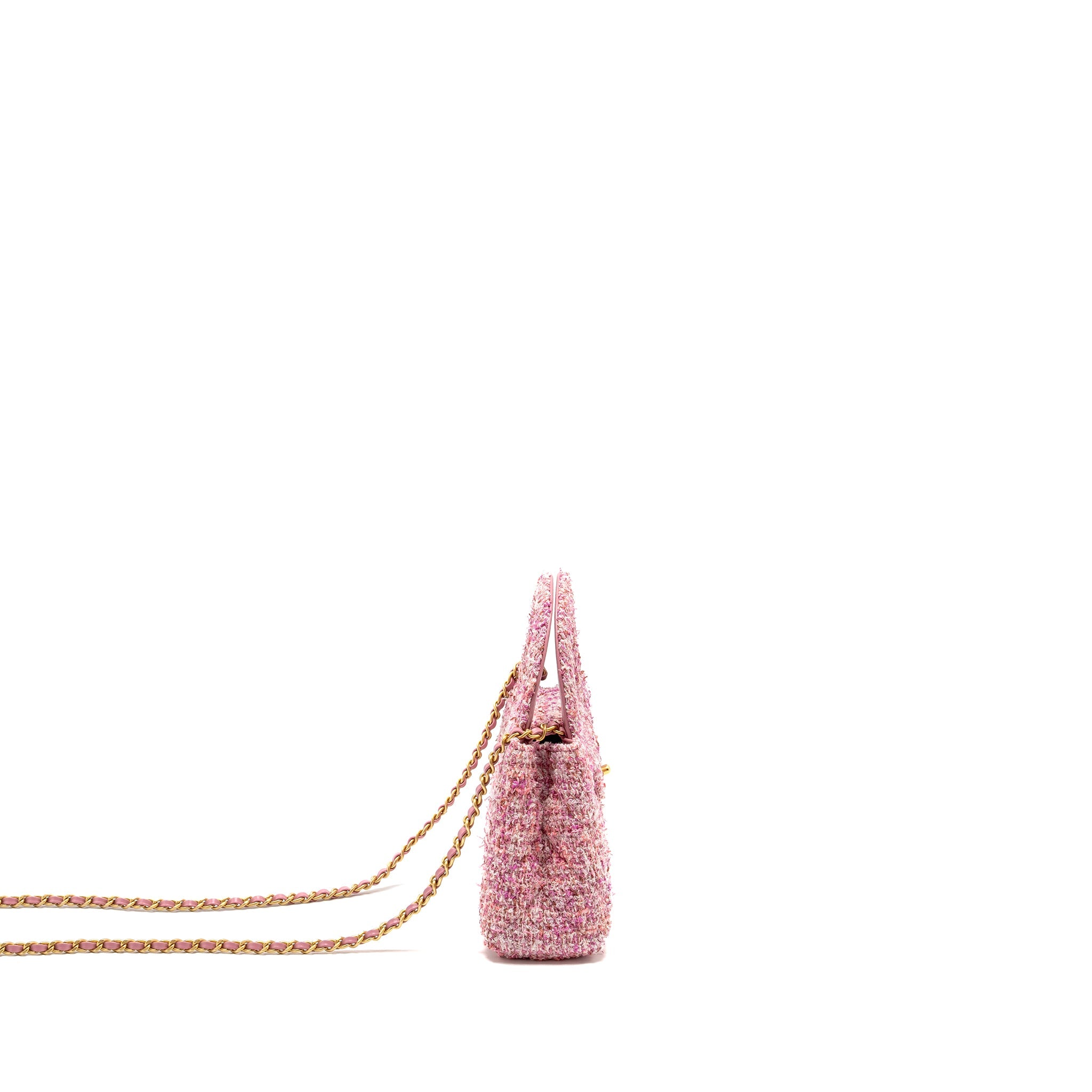 CHANEL 24P MINI KELLY/SHOPPING TOTE TWEED PINK/MULTICOLOUR GHW (MICROCHIP)