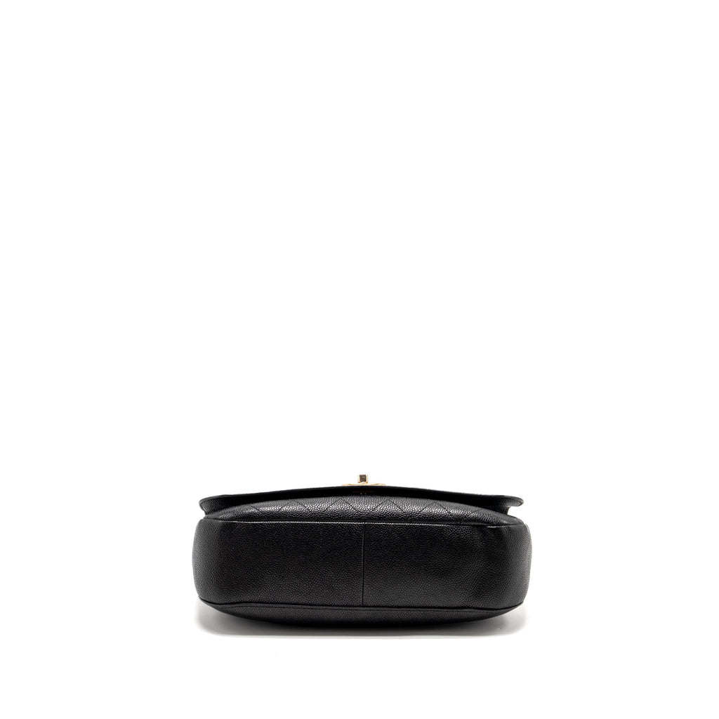CHANEL LARGE TOP HANDLE FLAP BAG GRAINED CALFSKIN BLACK GHW