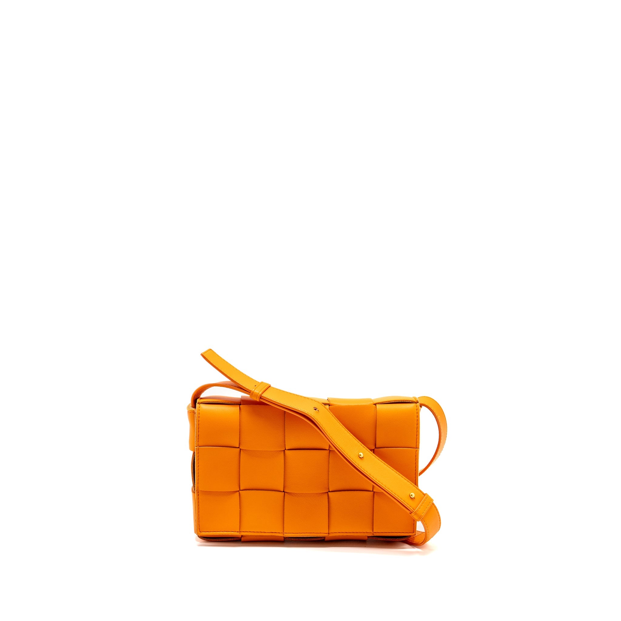 BOTTEGA VENETA SMALL CASSETTE BAG LAMBSKIN ORANGE GHW