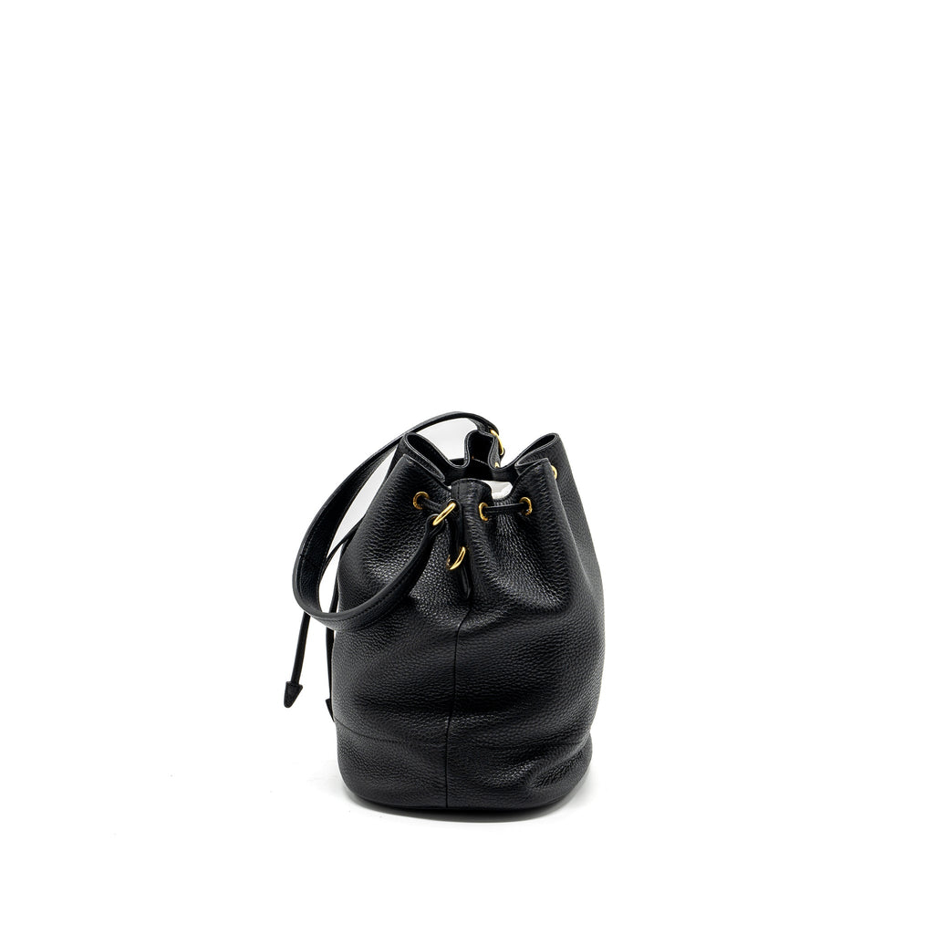 PRADA SECCHIELLO BUCKET BAG GRAINED CALFSKIN BLACK GHW