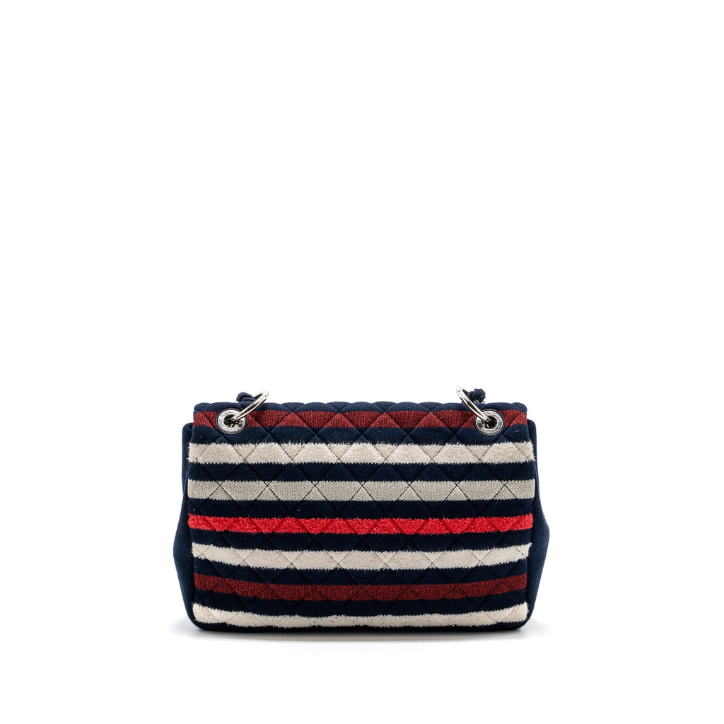 CHANEL QUILTED FLAP BAG FABRIC MULTICOLOUR BLUE / RED / WHITE SHW