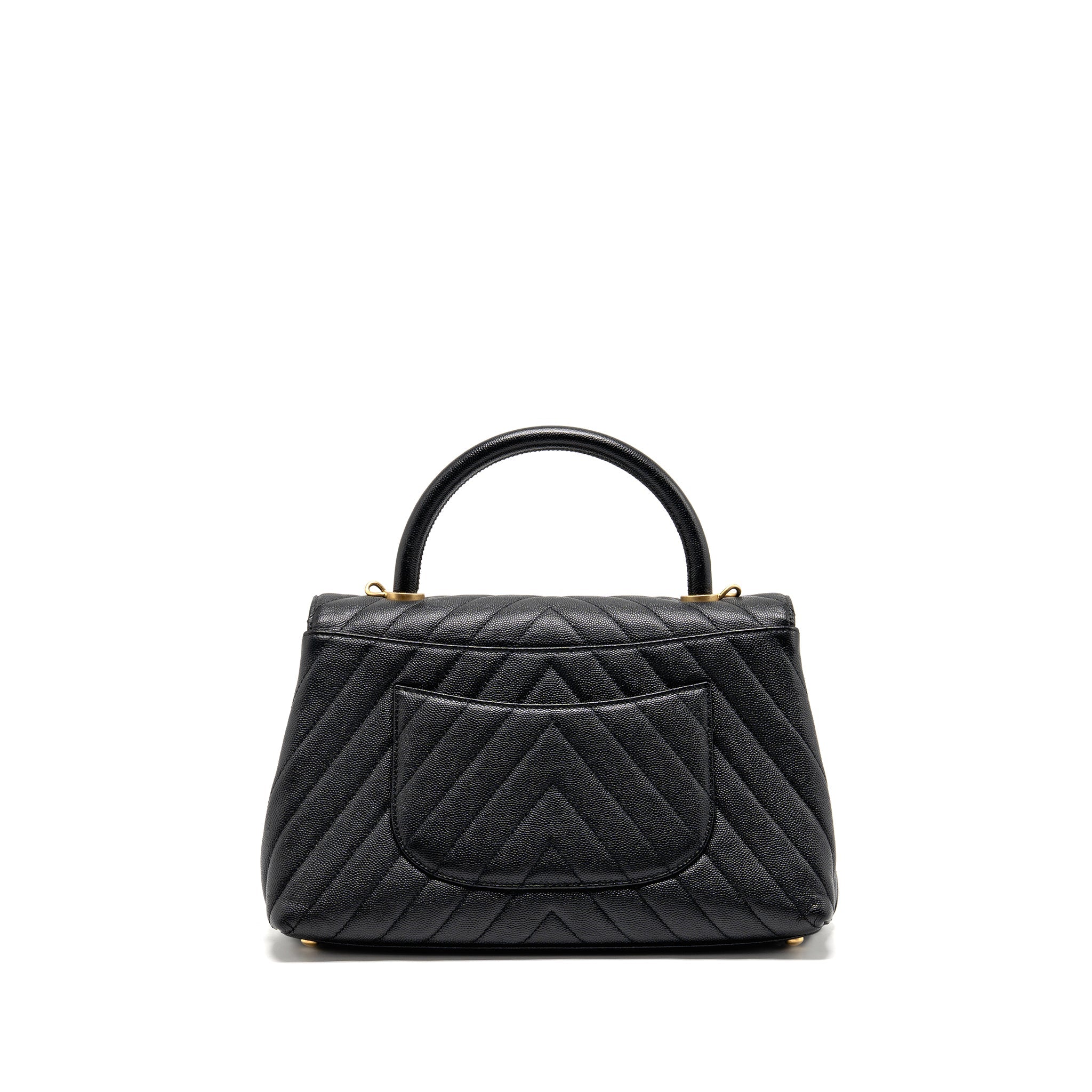 CHANEL MEDIUM CHEVRON COCO HANDLE CAVIAR BLACK GHW