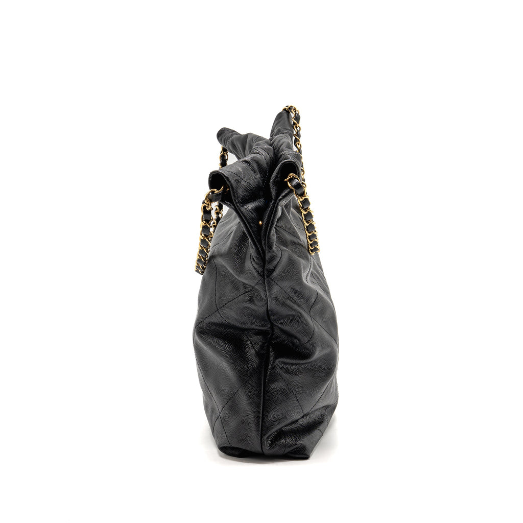 CHANEL MEDIUM 22 BAG CAVIAR BLACK GHW (MICROCHIP)
